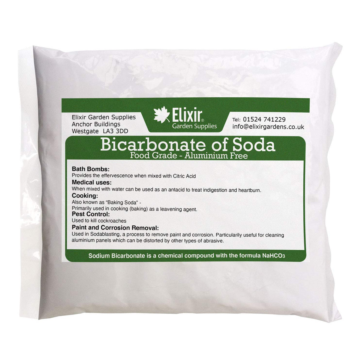 Elixir Gardens 500g Bicarbonate of Soda | High Grade, Bath Bombs, Fizzers x 4