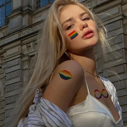 Generic Rainbow Temporary Tattoos 20 Pcs Gay Day Tattoos Butterfly/Heart/Rainbow/Stripes Flag Tattoos LGBT Flash Body Art Waterproof Stickers for Rainbow Party Month Parades Decorations