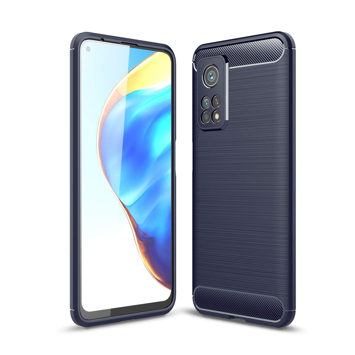 CruzerLite Case Compatible with Xiaomi Mi 10T Case, Compatible with Xiaomi Mi 10T Pro Case, Carbon Fiber Texture Design Shock Absorption Case Made for Xiaomi Mi 10T/ 10T Pro (2020) (Blue)