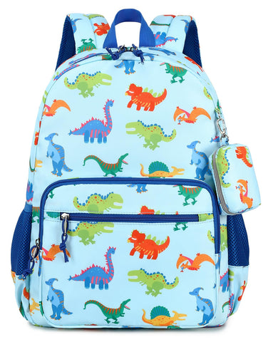 mygreen 15 Inch Kids Backpack for Boys & Girls, Perfect for Early Elementary, Backpack for Kids with Extra Detachable Coin Purse, Dinosaurs Light Blue