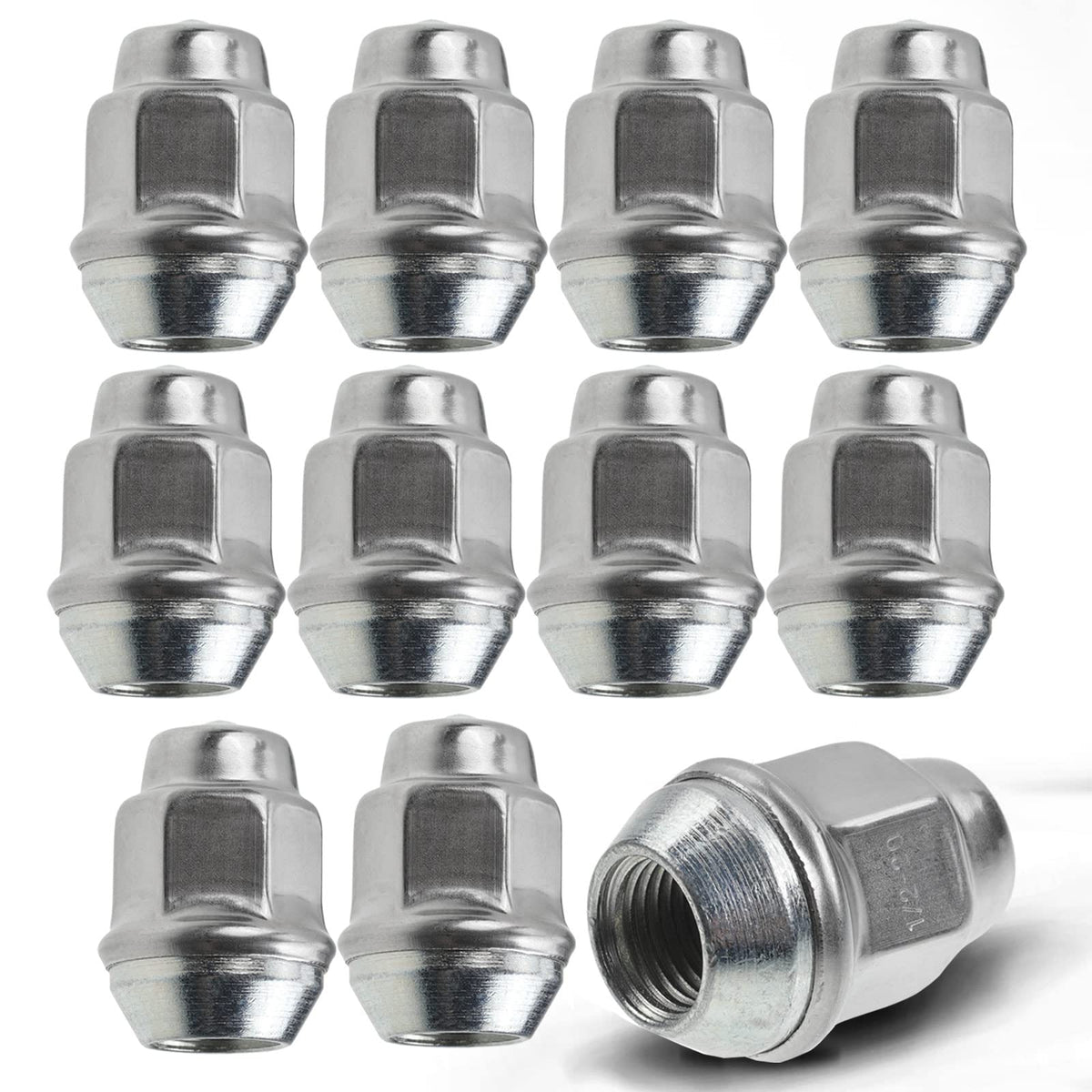 A-Premium 10-PC Wheel Lug Nuts 1/2-20 Compatible with Dodge Charger, Challenger, Dakota, Durango, Ram 1500, B100 & AMC & Jeep Wrangler, Cherokee & Plymouth GTX & Volvo 240, 244, 245, for# 6036310AA