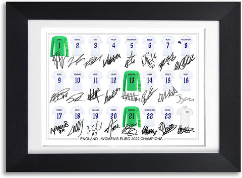 England Women's Euro 2022 Winners squad team signed poster print framed picture photo autograph gift (A4 MOUNTED ONLY), Black