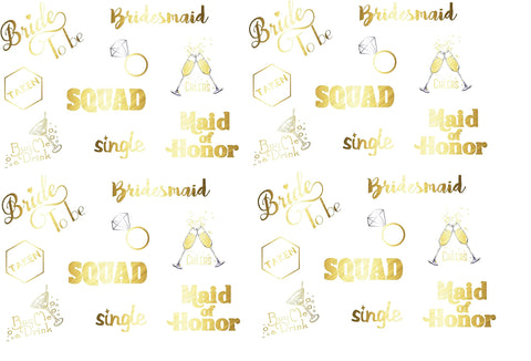Bang Enterprise 40 American Made Bachelorette Bride Tribe Squad Gold Sparkle Metallic Individually Cut Temporary Tattoos | Party Favors For Bride, Maid of Honor, Bridesmaids