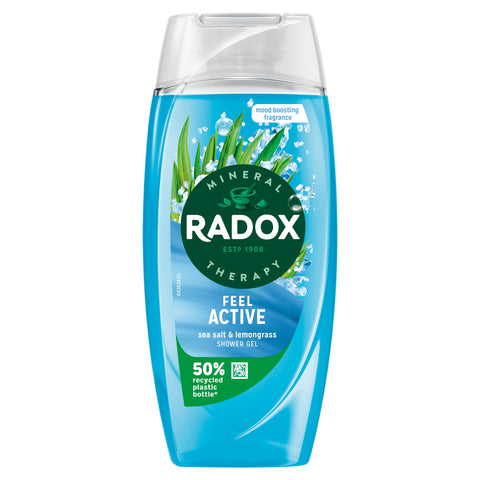 Radox Mineral Therapy Feel Active Shower Gel with Sea Salt & Lemongrass Scent - 225ml (Pack of 6)