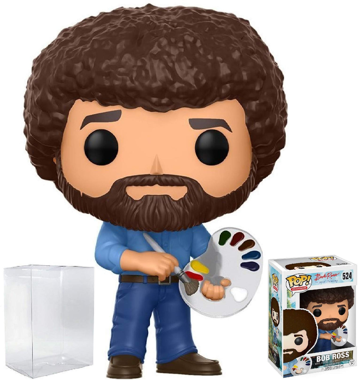 Funko Pop! Television: Bob Ross - The Joy of Painting #524 Vinyl Figure (Bundled with Pop Box Protector Case)