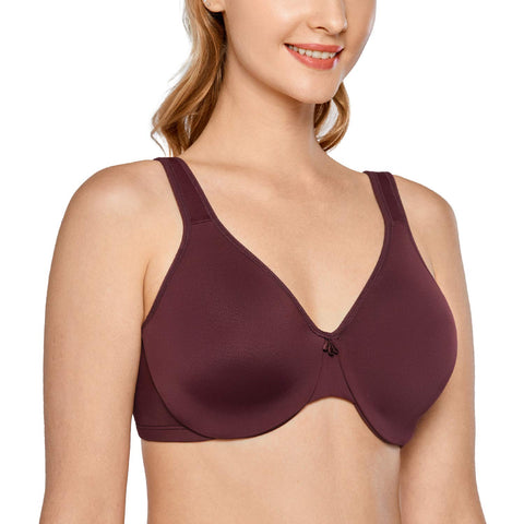 DELIMIRA Women's Minimizer Bra Plus Size Underwire Smooth Full Coverage Seamless Bras Vermilion 34C