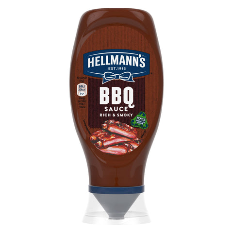 Hellmann's Rich & Smoky BBQ Sauce Condiment squeeze bottle made of 100% recycled plastic for burgers, chicken and chips 430 ml