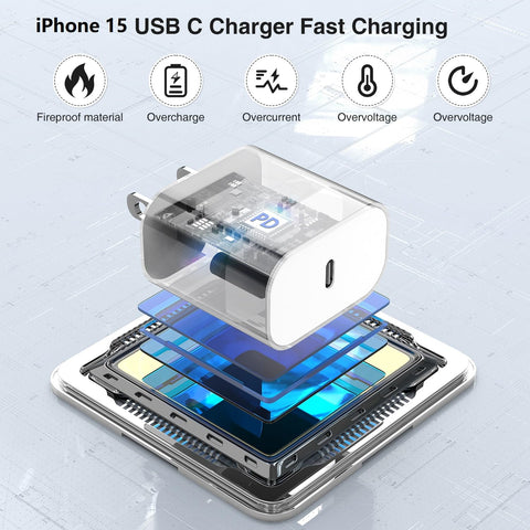 iPhone 15 Fast Charger 10ft,USB C Charging Block and Long Type C to C Cable Cord,iPad Pro Wall Plug Power Adapter Cube Brick for Apple 15 Plus/15 Pro Max/12.9/11 inch/iPad Air/Mini/4/5th/6 Generation