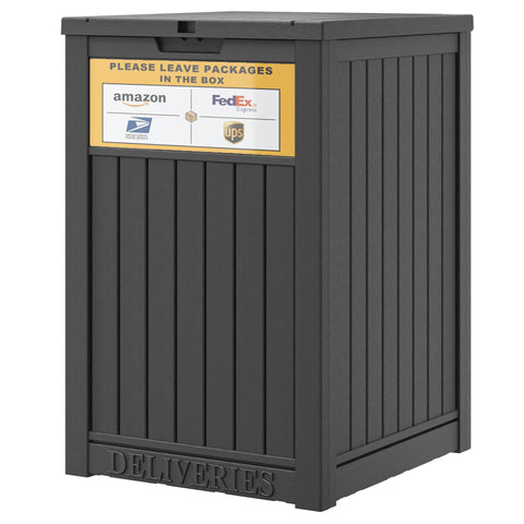 Package Delivery Box for Porch with Delivery Sign, Upgrade 48 Gallon Storage Box with Lockable Secure, Large Double Wall Resin Outdoor Package Delivery and Waterproof Deck Box
