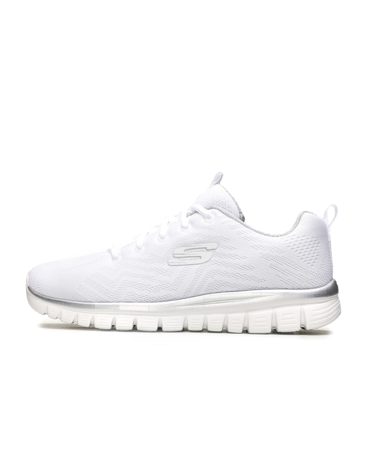 Skechers Women's Graceful Get Connected Sneaker, White Silver, 7 UK