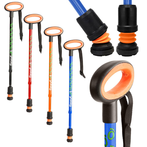Flexyfoot Shock Absorbing Oval Handle Walking Stick - Improved Comfort, Improved Safety, Improved Grip - Colour: Blue