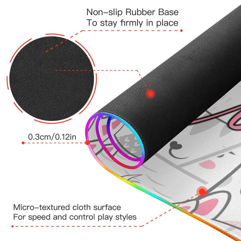 Cute Cartoon Animals Bear Custom Wireless Charging Mouse Pad for Mobile Phone Personalized Gaming Mousepad with 13 Lighting Modes Extended Desk Mat for Gaming MacBook PC Laptop Desk Home Office