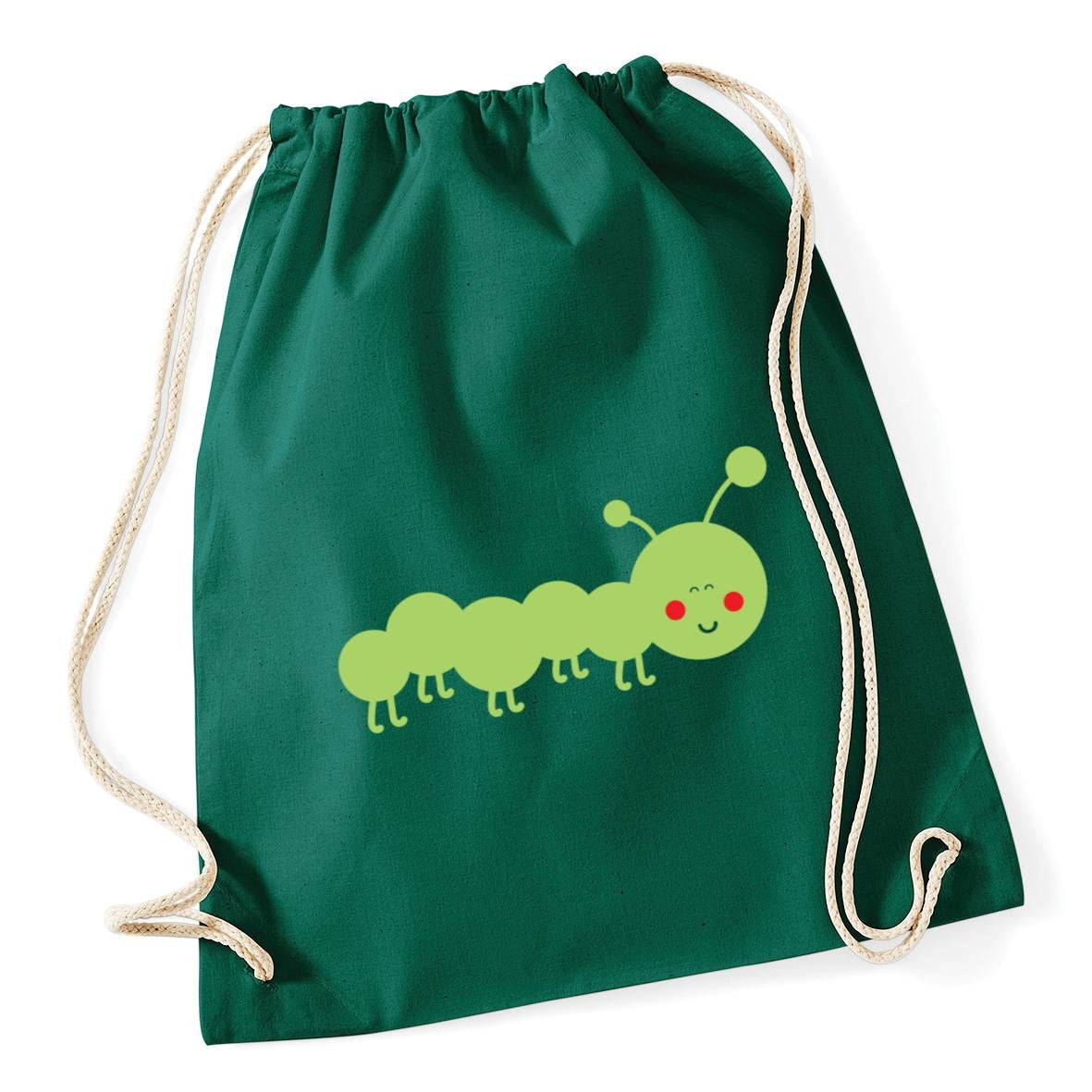 Hippowarehouse Cute Caterpillar Image Drawstring Cotton School Gym Bag 37cm x 46cm, 12 litres