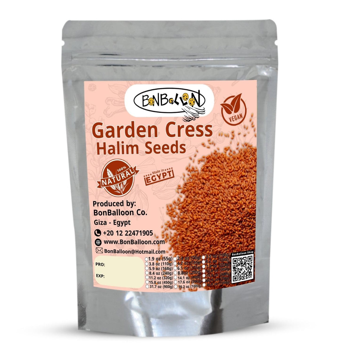 bonballoon ( 6.17 oz / 175 gm ) Organic Herbal Garden Cress Lepidium Sativum Halim Chandrashoor Chandrasur Cresson De Fontaine For Agriculture & Health ?? ??????