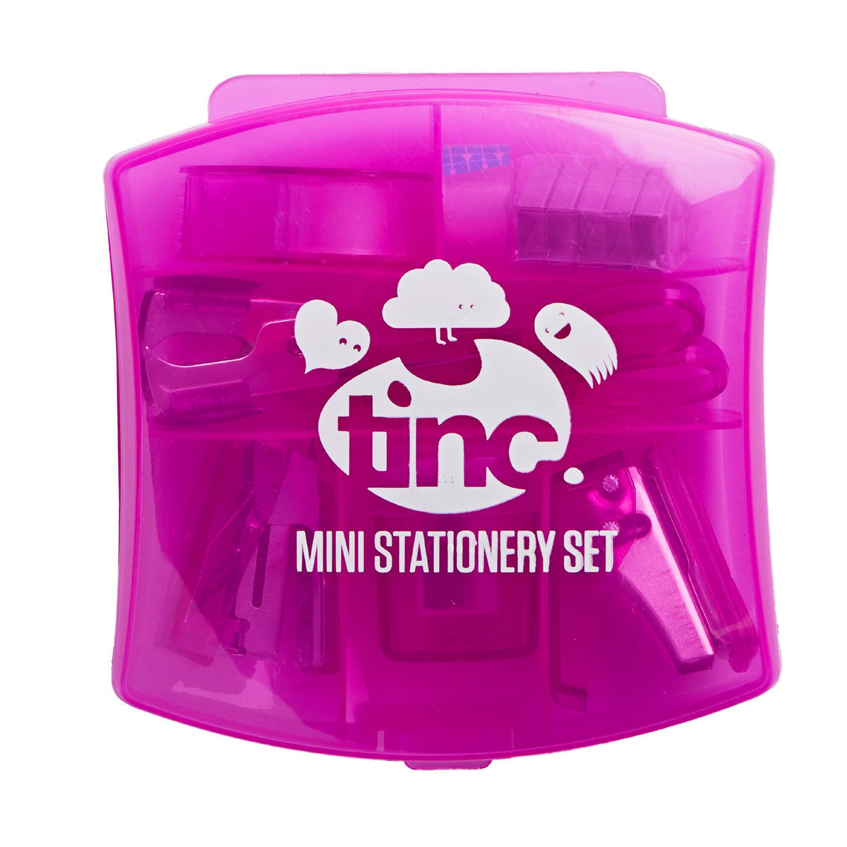 Tinc Mini Stationery Set - Pink | Tape Dispenser, Scissors, Stapler, Staple Remover, Hole Punch, Sharpener. Great for School