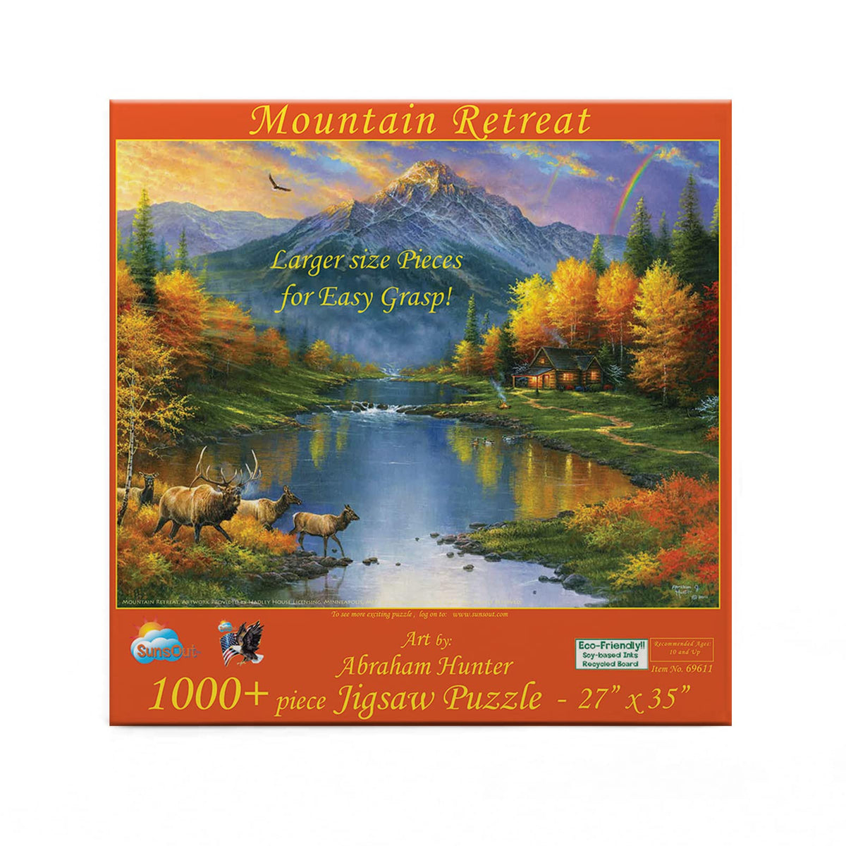 SUNSOUT INC - Mountain Retreat - 1000 pc Large Pieces Jigsaw Puzzle by Artist: Abraham Hunter - Finished Size 27" x 35" - MPN# 69611