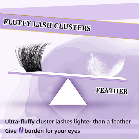 Lash Clusters F01 Fluffy Individual Lashes 84 Pcs Ultralight Eyelash Clusters B&Q DIY Cluster Eyelash Extensions at Home Wispy Lash Extension Light as Feather Cluster Lashes (F01-D-8-18mm)