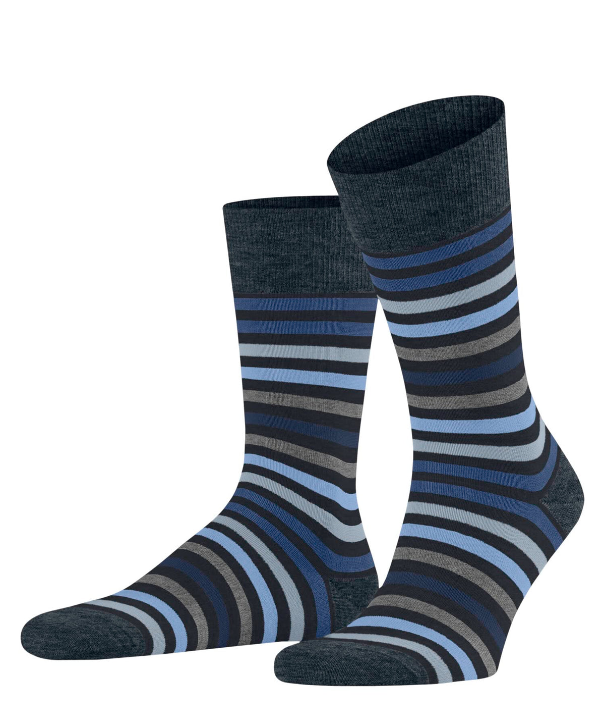 FALKE Men's Tinted Stripe M So Wool Cotton Patterned 1 Pair Socks, Blue Dark Navy 6371, 11.5-14