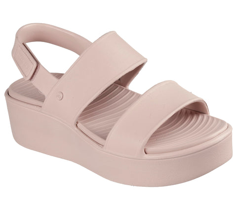 SKECHERS Women's Platform Sandal Wedge, Light Pink, 11