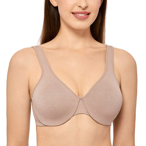 DELIMIRA Women's Minimizer Seamless Full Coverage Underwire Non Padded Bra Cameo Heather 36D
