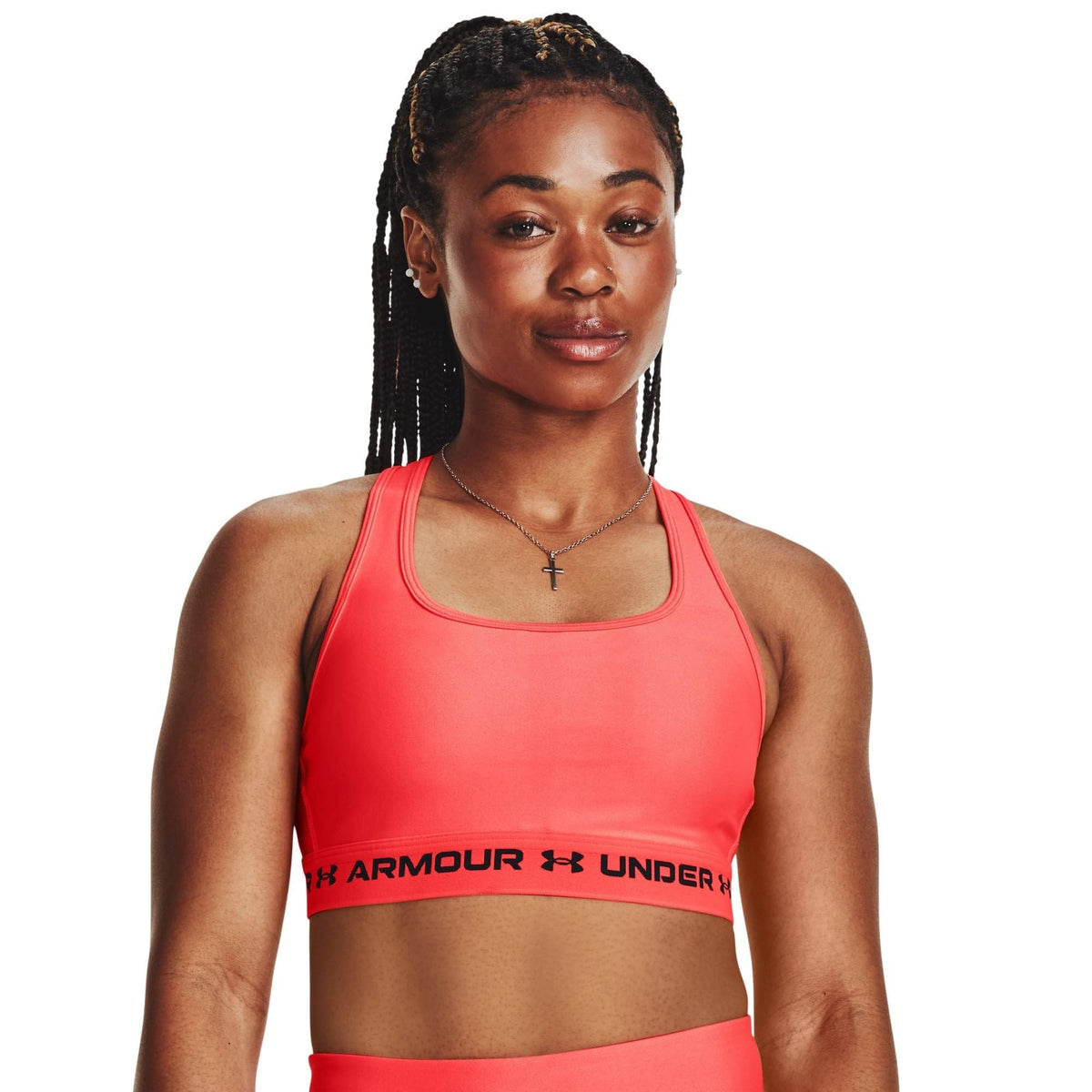 Under Armour Womens Medium Support Crossback Sports Bra Top Beta/Black L