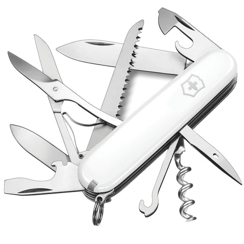 Victorinox Huntsman Swiss Army Knife, Medium, Multi Tool, Camping Knife, 15 Functions, Large Blade, Bottle Opener, White