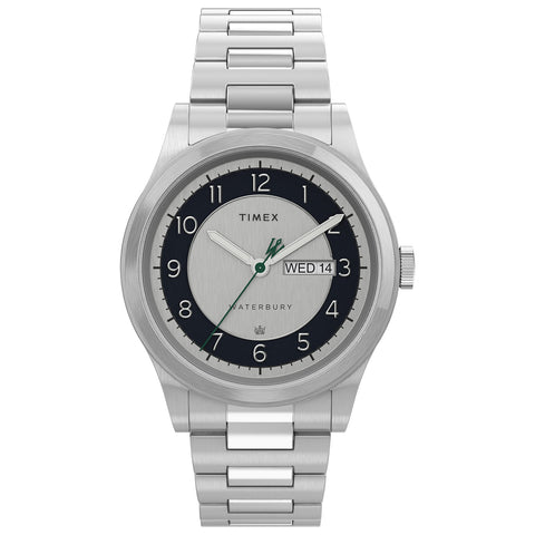 Timex Men's Waterbury Traditional Day/Date 39mm Stainless Steel Bracelet Watch Stainless-Steel/Silver-Tone