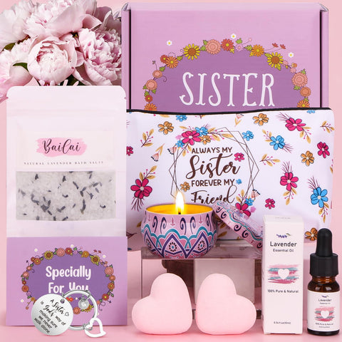 Birthday Pamper Gifts for Sister From Sister Brother, Unique Pamper Hampers Kit Self Care Package for Sister, Relaxing Spa Gifts Sets Friendship Gifts Ideas for Women Best Friends, Sister, Bestie