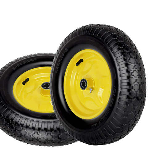 Taifa 16 Inch 2 PCS Rubber Pneumatic Replacement Tires and Wheels 4.80/4.00-8" with 5/8'' Axle Bore Hole, Inflated Air Wheel for Wheelbarrow/Wagon/Hand Truck/Trolley/Garden Cart/Trailers/Dolly etc.