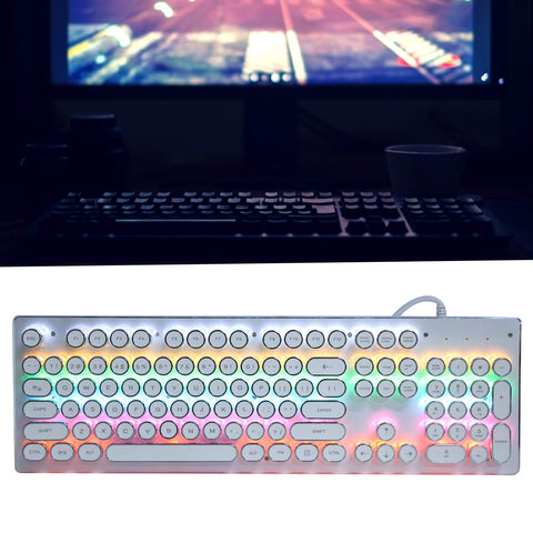 gernie Gaming Keyboard Retro Mechanical Keyboard Mixed Light Wired Keypad Green Switch Key Click for Playing Game Esports, Wireless Keyboard for Pc (White), gerniefa8qeycmwn-11