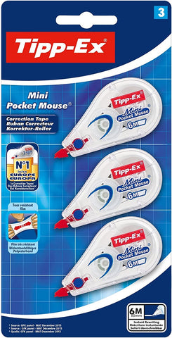 TIPP-Ex Mini Pocket Mouse Correction Tapes - 6 m, Pack of 3