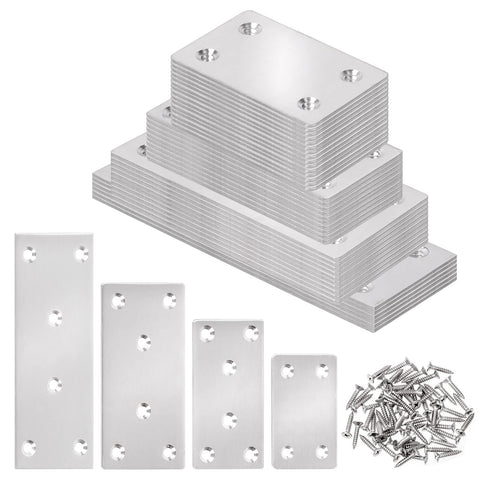 Tanstic 15Pcs 60x38mm Metal Flat Straight Mending Plates with Screws, 1.5mm Thickness Heavy Duty Flat Bracket Fixing Bracket Connector Corner Brace for Wood Furniture Shelf