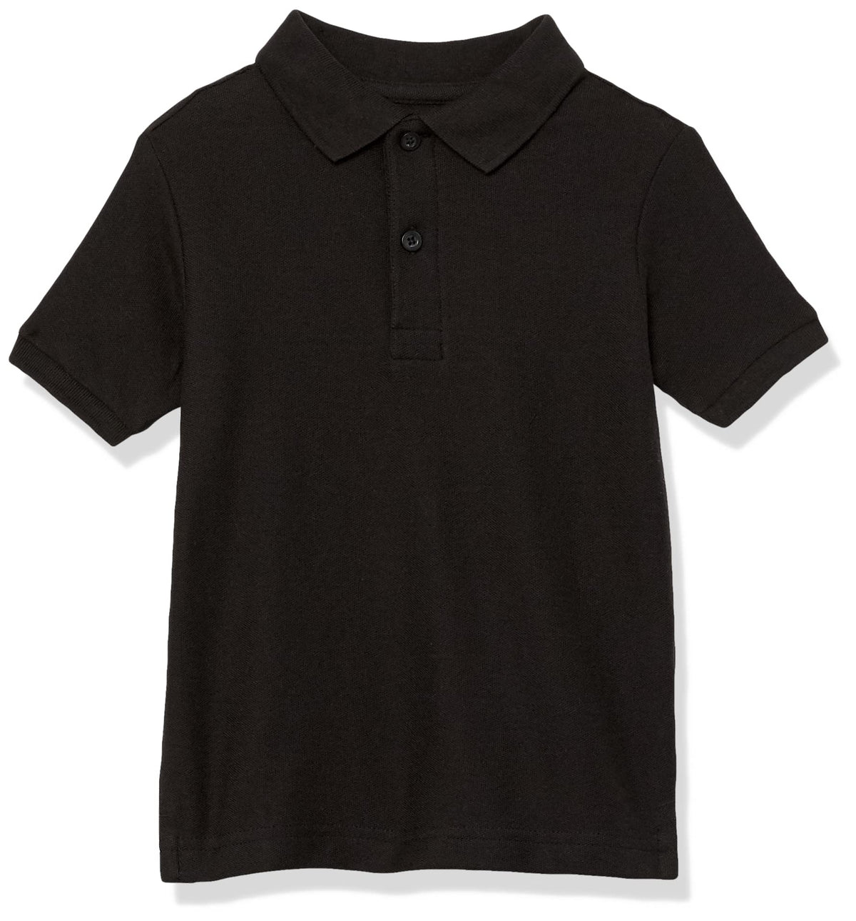 Nautica Boys School Uniform Short Sleeve Polo Shirt, Button Closure, Comfortable & Soft Pique Fabric, Black, 8 Husky