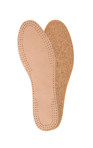 Natural Leather Insoles for Men and Ladies with Cork Underlayer, Inserts, Replacement Shoes, Boots (Men / 7 US / 40 EUR)