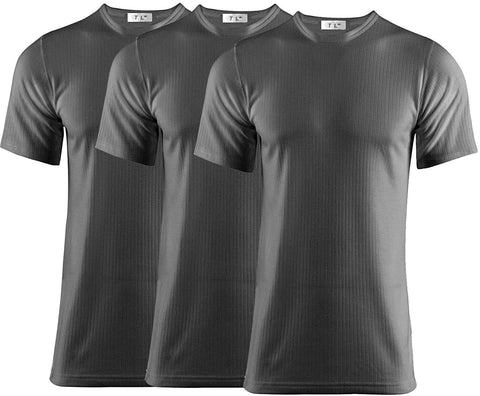 Thread Linens 3 Pack Mens Thermals T Shirt, Body Warmer Base Layer Thermal Underwear Mens Thermal Top for Men Size S-XXL (Charcoal, XL)