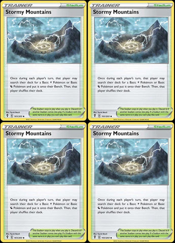Stormy Mountains 161/203 - Evolving Skies - Pokemon Trainer Card Lot - Playset x4