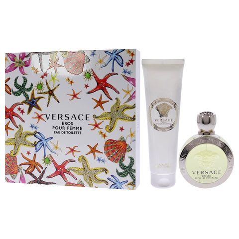 Versace Eros Pour Femme by Versace for Women - 2 Pc Gift Set 3.4oz EDT Spray, 5oz Luxury Body Lotion