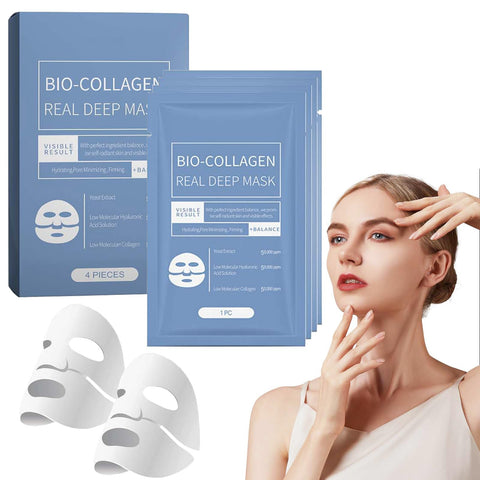 Generic 4 PCS Korean Bio-Collagen Real Deep Mask, Bio Collagen Face Mask Overnight, Bio-Collagen Real Deep Mask, Korean Overnight Face Mask