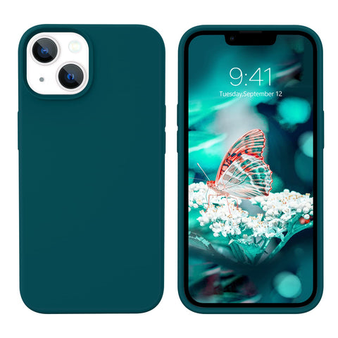 GUAGUA Compatible with iPhone 13 Case 6.1 Inch Liquid Silicone Soft Gel Rubber Slim Thin Microfiber Lining Cushion Texture Cover Shockproof Protective Phone Case for iPhone 13 Teal