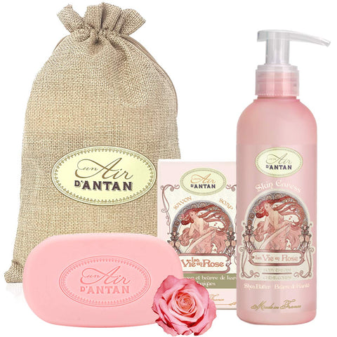 Gifts For Her: 1 Body Moisturiser (200ml) + 1 Bar Soap (100g) Un Air d'AntanÂ®/Perfume: Rose, Peach/Argan Oil/Paraben Free/Solid Soap/Body Lotion/Women Perfume/Women Gifts/Mum Gifts/Gift Sets