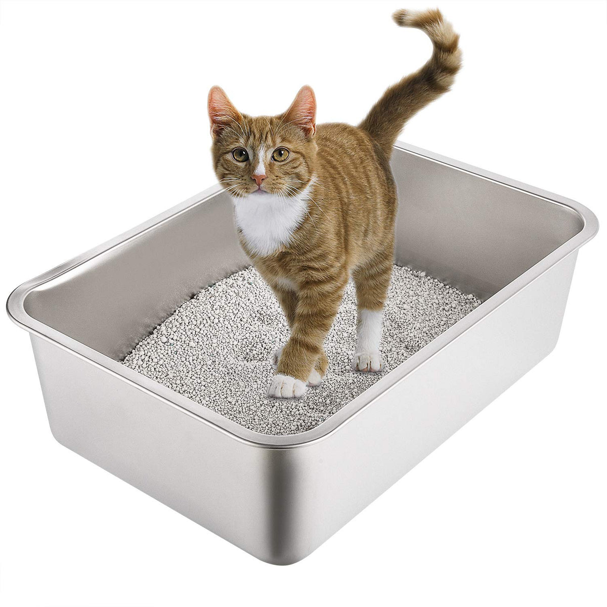 Yangbaga Cat Litter Tray?Rabbit Litter Tray?Stainless Steel Large Size Cat Litter Box No Odor, Non Stick, Never Bend, Easy to Clean