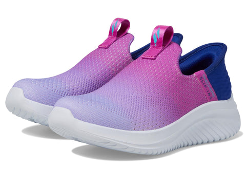 Skechers Girls Ultra Flex 3.0 Sneaker, Navy/Purple, 3.5 Big Kid