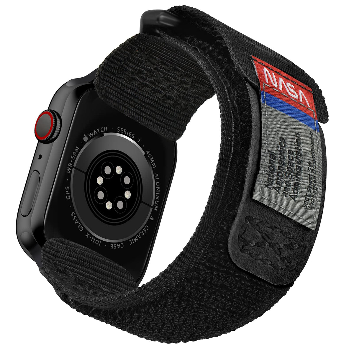 Compatible With Apple Watch XL Band, NASA Licensed Rugged Nylon Leather Sports Strap With Woven Loop Design For iWatch 49mm/45mm/44mm/42mm, Tough Tactical Replacement Band For Ultra 8/7/6/5/4/3/2/1/SE