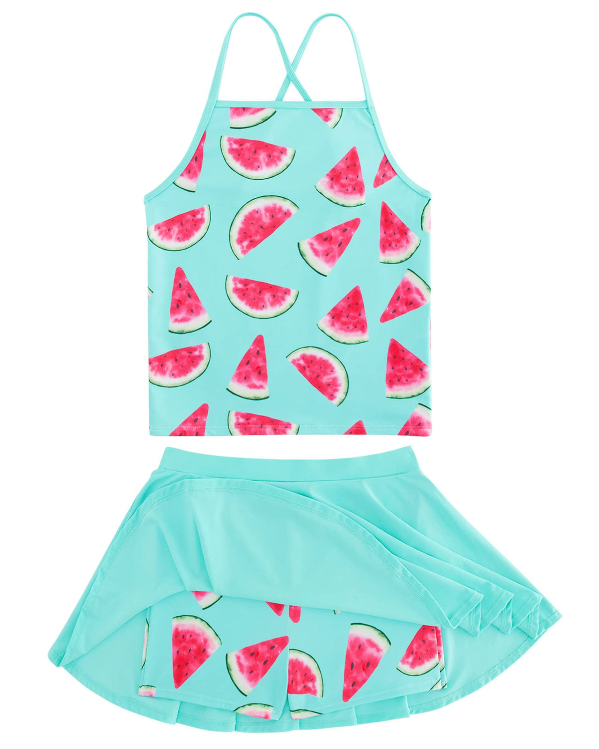 Big Girls Tankini Swimsuit Two Piece Bathing Suit Hawaii Swimwear Quick Dry Size 13 14 Watermelon
