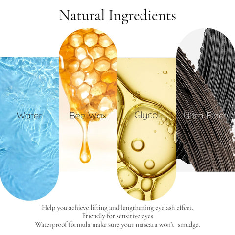 FREEORR Washable Metal Rod Mascara Black, Curling Iron Wand 3D Mascara Non-Clumping, Smudge-Proof Extra Slim Mascara with Metal Rod Wand Curling Eyelash Iron Brush Wand Mascara-Black