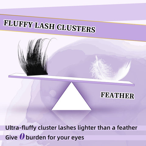 Lash Clusters Fluffy Individual Lashes 84 Pcs Ultralight Eyelash Clusters B&Q DIY Cluster Eyelash Extensions at Home Wispy Lash Extension Light as Feather Cluster Lashes (F05-D-18mm)