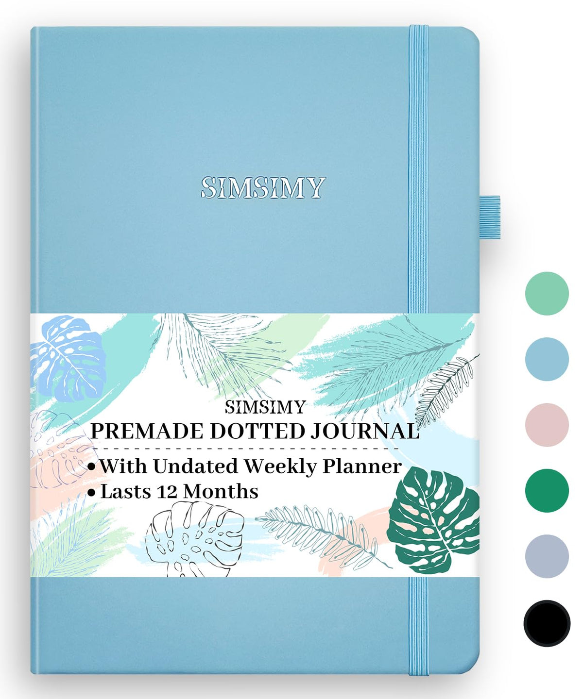 SIMSIMY Premade Bullet Dotted Journal with Undated Weekly Monthly Planner, Pre-made Dot Grid Journaling Aesthetic Notebook for Goals Gratitude Budget Exercise Habits Mood Sleep Tracker - 12 Month