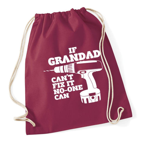 HippoWarehouse If Grandad Can't Fix It No-One Can Drawstring Cotton School Gym Kid Bag Sack 37cm x 46cm, 12 litres