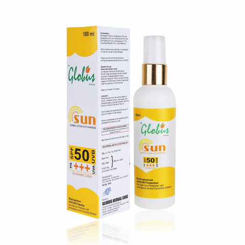 Globus Remedies SPF 50 PA+++ Sunscreen Lotion With Fairness - 100 ml (Pack of 2)