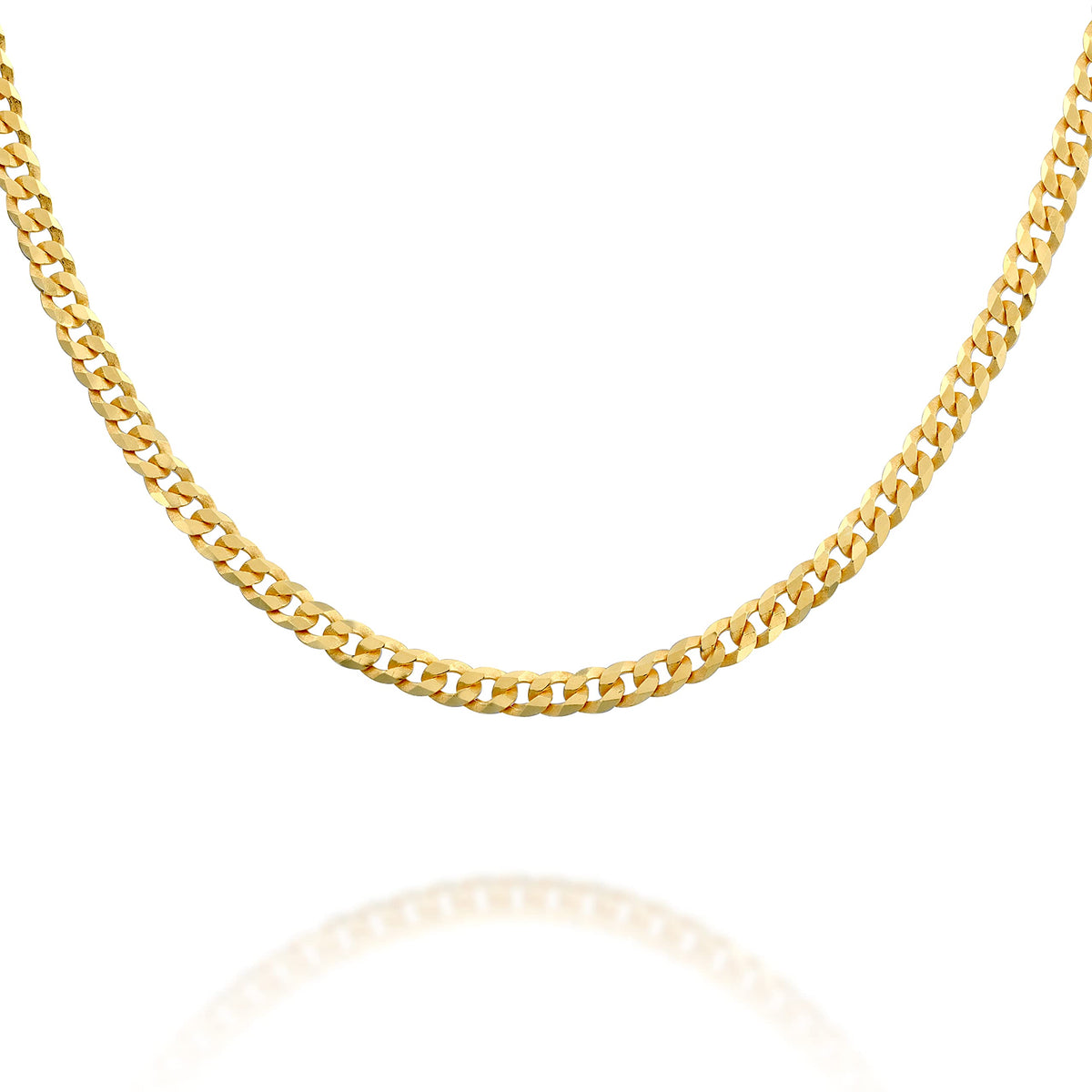 PAVOI Italian Solid 925 Sterling Silver, 22K Gold Plated, 3mm Italian Diamond-Cut Curb Link Chain Necklace for Men and Women, MADE IN ITALY (20, Yellow Gold)